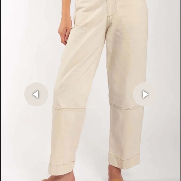 Micaela Greg Seamed Jean with Contrast Stitching Cream size large - Picture 2 of 7